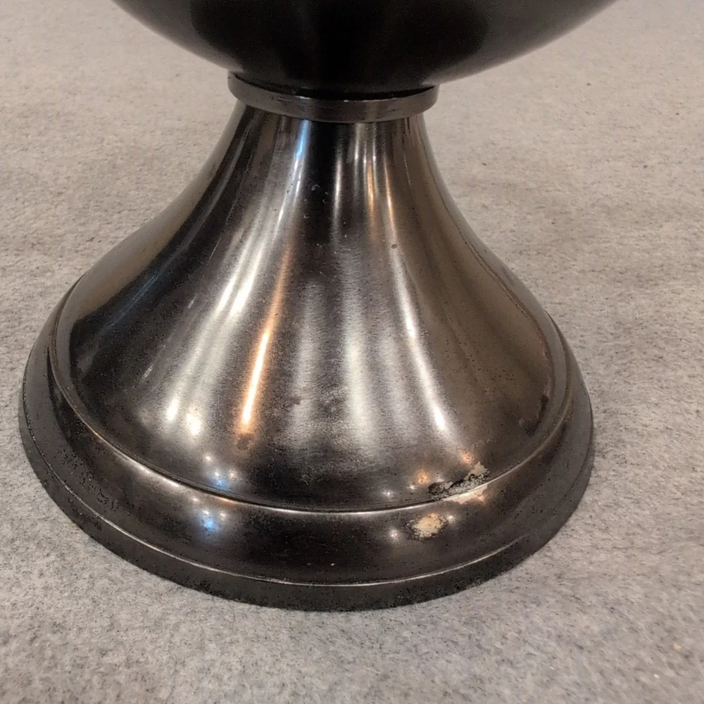 Vintage Silver Tone Loving Cup Trophy Ornate Handles Beaded Rim Pedestal Base - Picture 6 of 9